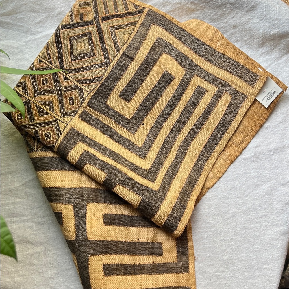 Antique Tribal Traditional African Kuba Cloth Raffia Textile Embroidered